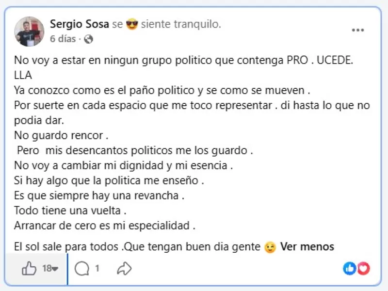 De la brocha a la brecha: Sergio Sosa se lanza en Castelli con un armado autónomo